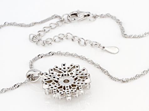 White Cubic Zirconia Rhodium Over Sterling Silver Snowflake Pendant With Chain 2.99ctw