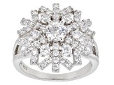 White Cubic Zirconia Rhodium Over Sterling Silver Snowflake Ring 2.99ctw