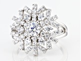 White Cubic Zirconia Rhodium Over Sterling Silver Snowflake Ring 2.99ctw