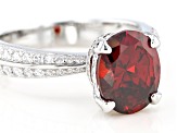 Red and White Cubic Zirconia Rhodium Over Sterling Silver Ring 4.14ctw