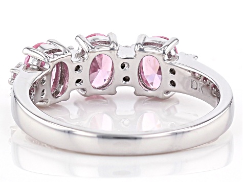 Pink and White Cubic Zirconia Rhodium Over Sterling Silver Ring 2.13ctw