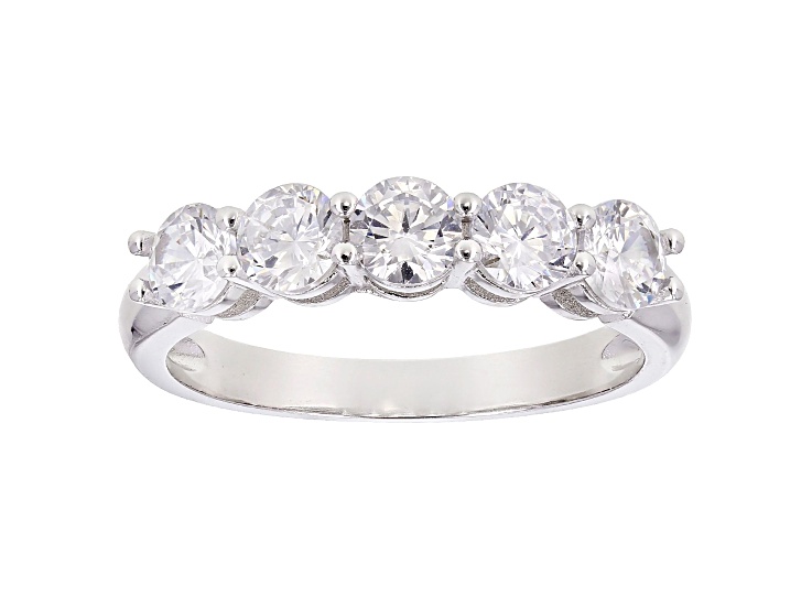White Cubic Zirconia Rhodium Over Sterling Silver Band Ring 2.25ctw