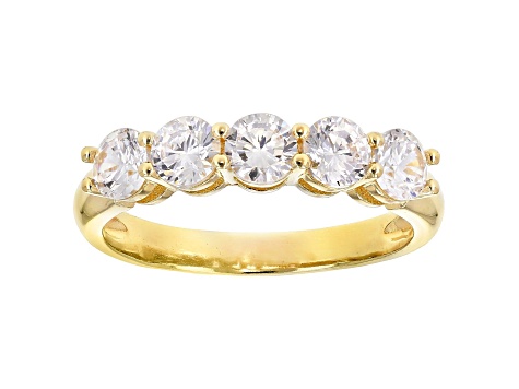 White Cubic Zirconia 18K Yellow Gold Over Sterling Silver Band Ring 2.25ctw