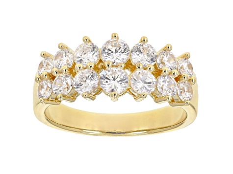 White Cubic Zirconia 18K Yellow Gold Over Sterling Silver Band Ring 2.70ctw
