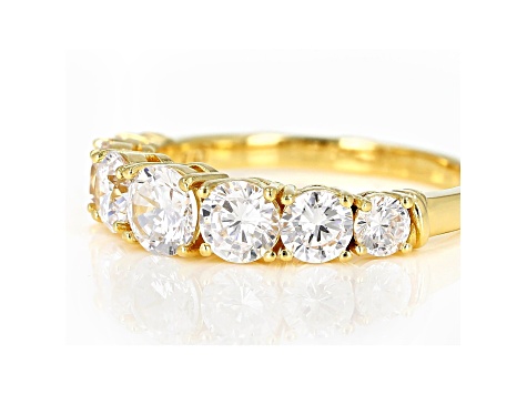 White Cubic Zirconia 18K Yellow Gold Over Sterling Silver Band Ring 3 ...