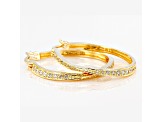 White Cubic Zirconia 18K Yellow Gold Over Sterling Silver Hoop Earrings 1.17ctw