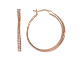 White Cubic Zirconia 18K Rose Gold Over Sterling Silver Hoop Earrings 1.17ctw