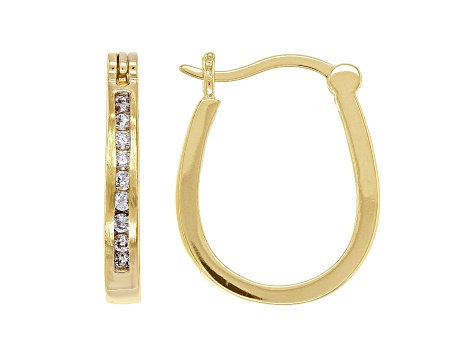 White Cubic Zirconia 18K Yellow Gold Over Sterling Silver Hoop Earrings 0.48ctw