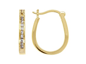White Cubic Zirconia 18K Yellow Gold Over Sterling Silver Hoop Earrings 0.48ctw