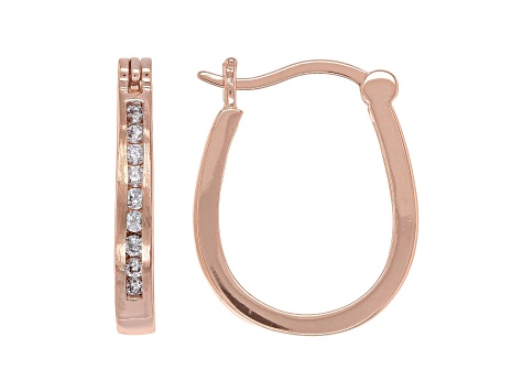White Cubic Zirconia 18K Rose Gold Over Sterling Silver Hoop Earrings 0.48ctw