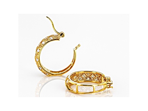 White Cubic Zirconia 18K Yellow Gold Over Sterling Silver Hoop Earrings 1.69ctw