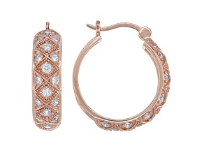White Cubic Zirconia 18K Rose Gold Over Sterling Silver Hoop Earrings 1.69ctw
