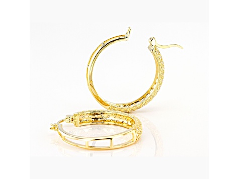 White Cubic Zirconia 18K Yellow Gold Over Sterling Silver Hoop Earrings 1.54ctw