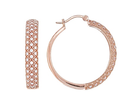 White Cubic Zirconia 18K Rose Gold Over Sterling Silver Hoop Earrings 1.54ctw