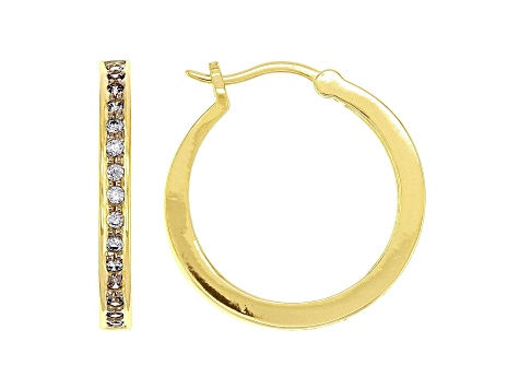 White Cubic Zirconia 18K Yellow Gold Over Sterling Silver Hoop Earrings 0.81ctw