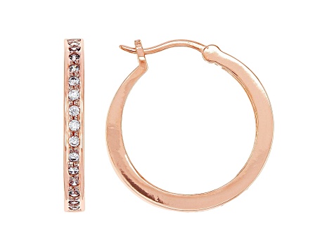White Cubic Zirconia 18K Rose Gold Over Sterling Silver Hoop Earrings 0.81ctw