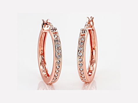 White Cubic Zirconia 18K Rose Gold Over Sterling Silver Hoop Earrings 0.81ctw
