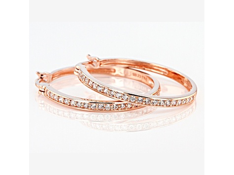 White Cubic Zirconia 18K Rose Gold Over Sterling Silver Hoop Earrings 1.18ctw