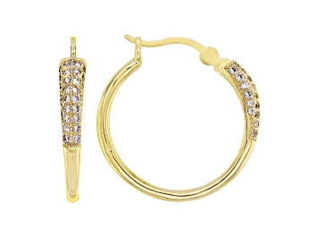 Picture of White Cubic Zirconia 18K Yellow Gold Over Sterling Silver Hoop Earrings 0.89ctw