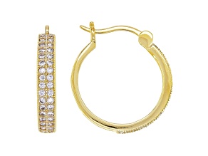 White Cubic Zirconia 18K Yellow Gold Over Sterling Silver Hoop Earrings 1.07ctw
