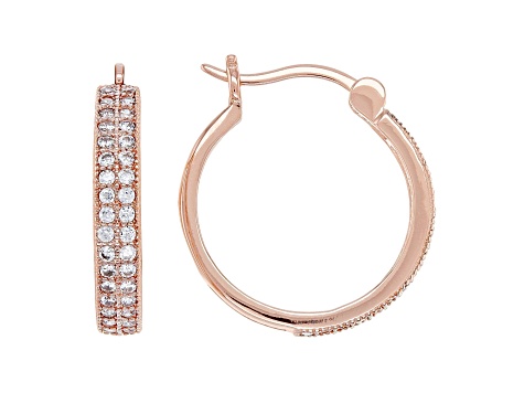 White Cubic Zirconia 18K Rose Gold Over Sterling Silver Hoop Earrings 1.07ctw