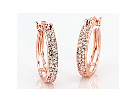 White Cubic Zirconia 18K Rose Gold Over Sterling Silver Hoop Earrings 1.07ctw