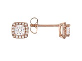 White Cubic Zirconia 18K Rose Gold Over Sterling Silver Earrings 1.34ctw