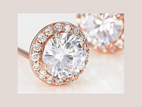 White Cubic Zirconia 18K Rose Gold Over Sterling Silver Earrings 1.93ctw