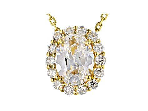 White Cubic Zirconia 18K Yellow Gold Over Sterling Silver Pendant With Chain 2.66ctw