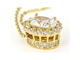 White Cubic Zirconia 18K Yellow Gold Over Sterling Silver Pendant With Chain 2.66ctw