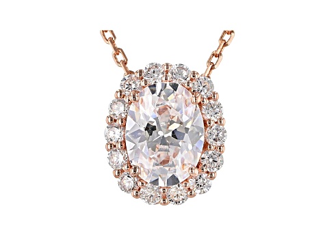 White Cubic Zirconia 18K Rose Gold Over Sterling Silver Pendant With Chain 2.66ctw