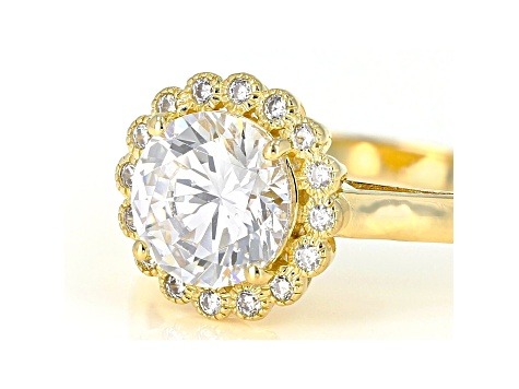 White Cubic Zirconia 18K Yellow Gold Over Sterling Silver Ring 3.22ctw