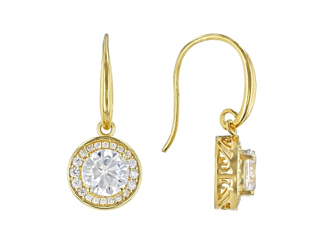 White Cubic Zirconia 18K Yellow Gold Over Sterling Silver Earrings 5.00ctw
