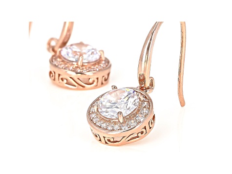 White Cubic Zirconia 18K Rose Gold Over Sterling Silver Earrings 5.00ctw