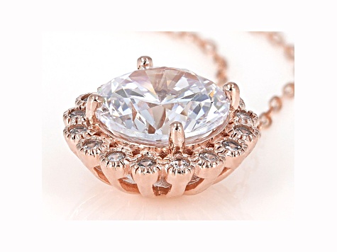 White Cubic Zirconia 18K Rose Gold Over Sterling Silver Pendant With Chain 3.22ctw