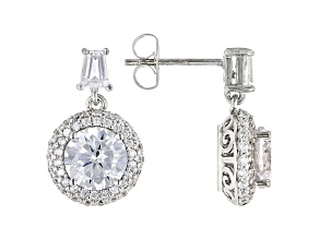 White Cubic Zirconia Rhodium Over Sterling Silver Earrings 5.95ctw
