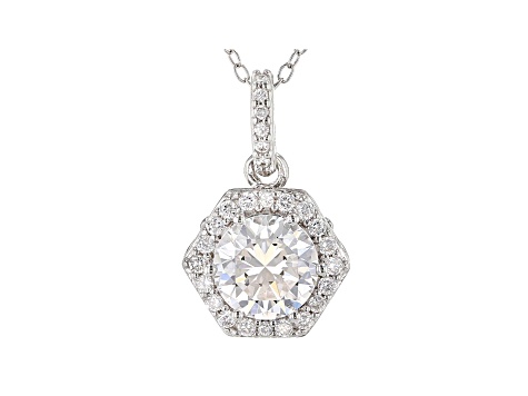 White Cubic Zirconia Rhodium Over Sterling Silver Pendant With Chain 2.54ctw