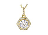 White Cubic Zirconia 18K Yellow Gold Over Sterling Silver Pendant With Chain 2.54ctw
