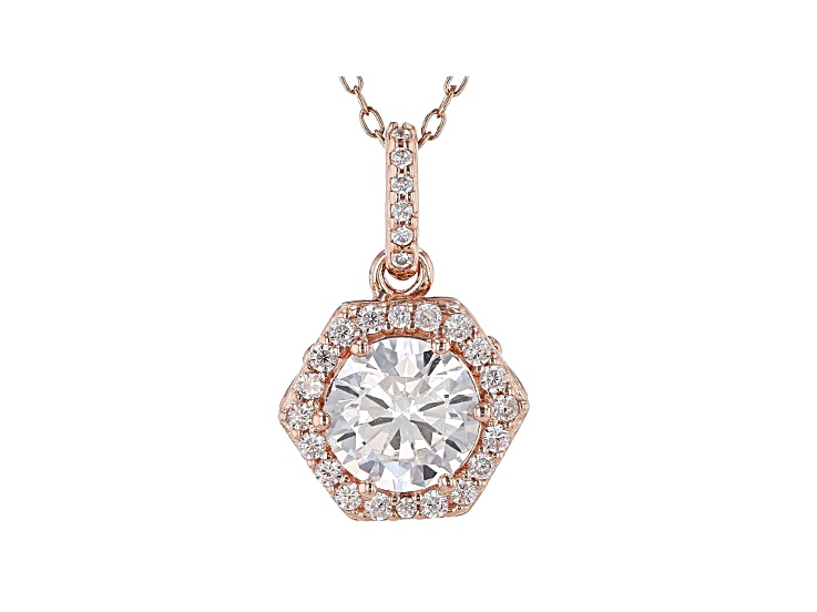 White Cubic Zirconia 18K Rose Gold Over Sterling Silver Pendant With Chain 2.54ctw