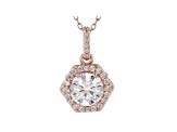 White Cubic Zirconia 18K Rose Gold Over Sterling Silver Pendant With Chain 2.54ctw