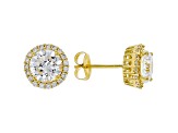 White Cubic Zirconia 18K Yellow Gold Over Sterling Silver Earrings 4.97ctw