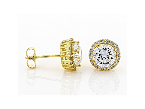 White Cubic Zirconia 18K Yellow Gold Over Sterling Silver Earrings 4.97ctw
