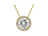 White Cubic Zirconia 18K Yellow Gold Over Sterling Silver Pendant With Chain 3.30ctw