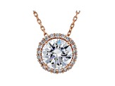 White Cubic Zirconia 18K Rose Gold Over Sterling Silver Pendant With Chain 3.30ctw