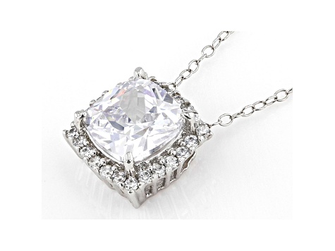 White Cubic Zirconia Rhodium Over Sterling Silver Pendant With Chain 3.98ctw