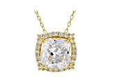 White Cubic Zirconia 18K Yellow Gold Over Sterling Silver Pendant With Chain 3.98ctw
