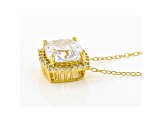 White Cubic Zirconia 18K Yellow Gold Over Sterling Silver Pendant With Chain 3.98ctw