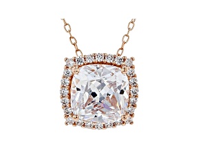 White Cubic Zirconia 18K Rose Gold Over Sterling Silver Pendant With Chain 3.98ctw