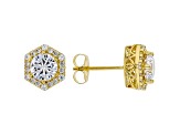 White Cubic Zirconia 18K Yellow Gold Over Sterling Silver Earrings 3.40ctw