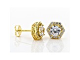 White Cubic Zirconia 18K Yellow Gold Over Sterling Silver Earrings 3.40ctw